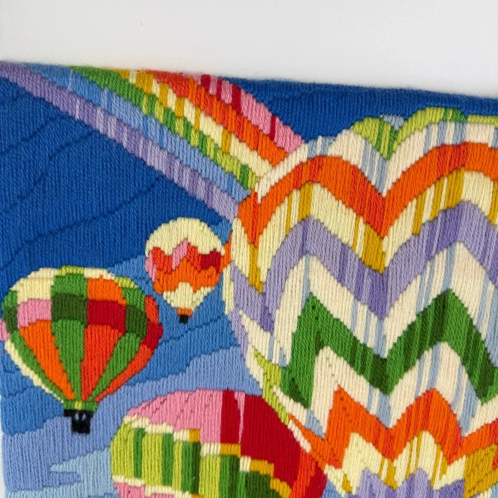 Horizons Designs Crewel Embroidery Art 16X20 Multicolor Hot Air Balloon 1981